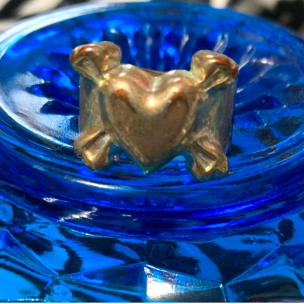 Heart and Crossbone Silver-Coloured Ring